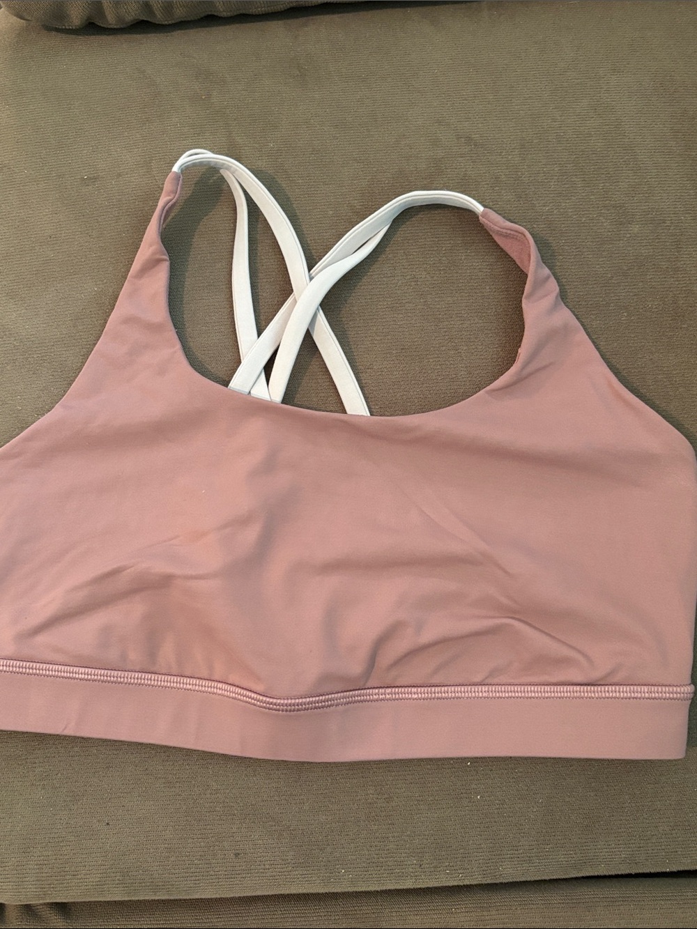 lululemon athletica Dusty Rose Sports Bra with White Crossback Straps